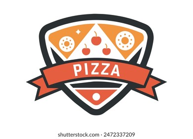 Vintage pizza logo label,  badge vector artwork illustration image vector illustration 