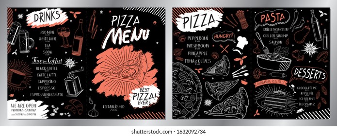 Vintage pizza/ pasta menu template - 2 x A4 (210x297 mm)