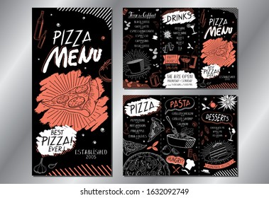 Vintage pizza/ pasta menu template - 3 x DL (3 x 99x210 mm)