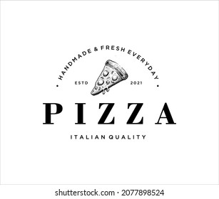 Vintage Pizza restaurant logo template