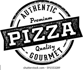 Vintage Pizza Restaurant Sign or Pizzeria Menu Stamp