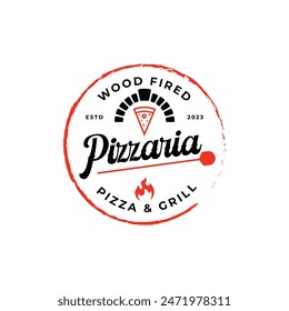 vintage pizza restaurant vector logo. white background