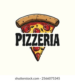 Vintage Pizza Slice Vector Illustration Logo Design Template