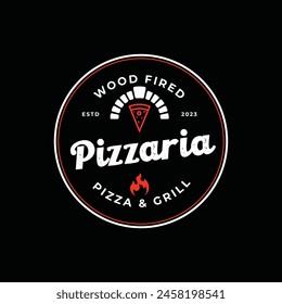 logotipo de pizzería vintage. fondo blanco