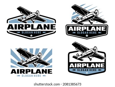 Vintage plane aviation badge logo 