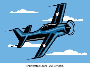 Vintage plane aviation illustration design 