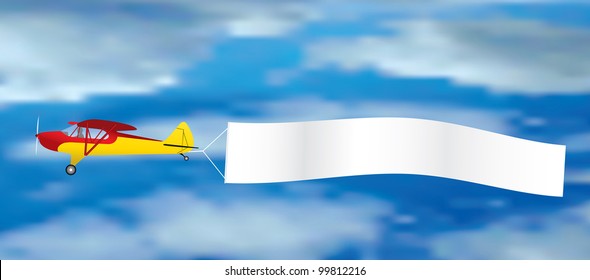  vintage plane with blank banner