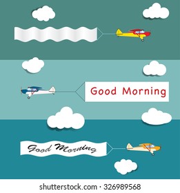 vintage plane with blank banner for your message