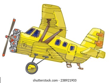 vintage plane - cartoon