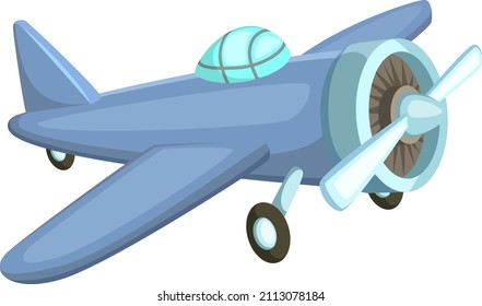 Vintage plane in cartoon style. Child airplane toy