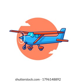Vintage Plane Cartoon Vector Icon Illustration. Air Transportation Icon Concept Isolated Premium Vector. Flat Cartoon Style