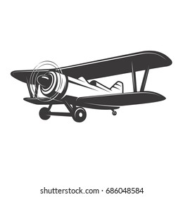 Vintage plane illustration isolated on white background. Design element for logo, label, emblem, sign. Vector illustration