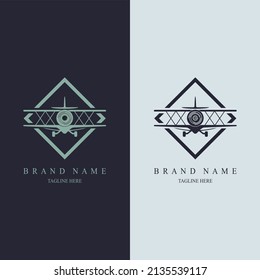 Vintage Plane Logo Design Template For Brand Or Company And Other