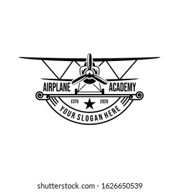 Vintage plane logo. Retro plane with emblem logo.