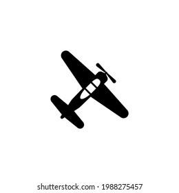 Vintage Plane, Retro Biplane, Old Airplane. Flat Vector Icon Illustration. Simple Black Symbol On White Background. Plane Retro Biplane Old Airplane Sign Design Template For Web And Mobile UI Element.