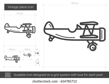 Icono de línea vectorial de plano vintage aislado en fondo blanco. Icono de línea de plano vintage para infografía, sitio web o aplicación. Icono escalable diseñado en un sistema de cuadrícula.