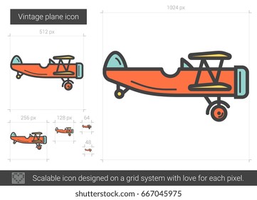 Vintage plane vector line icon isolated on white background. Vintage plane line icon for infographic, website or app. Scalable icon designed on a grid system.