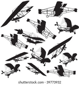 Vintage planes background, isolated objects on white background