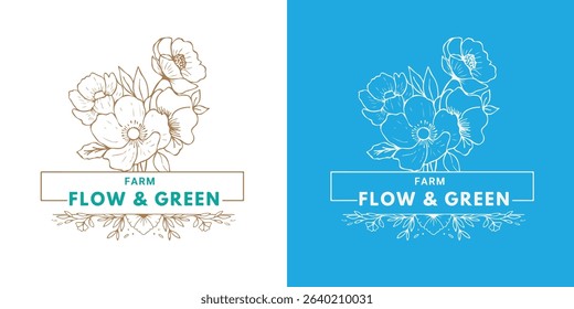 Vintage plant logo with natural leaves for eco-friendly business branding