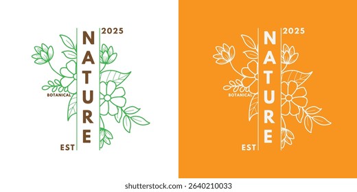 Vintage plant logo with natural leaves for eco-friendly business branding