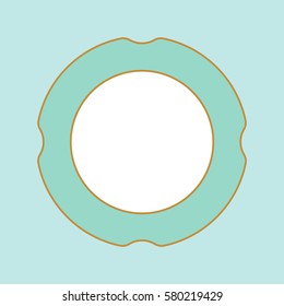 Vintage plate flat turquoise vector illustration isolated on the white background