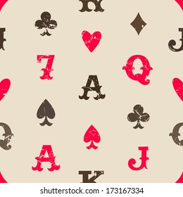 Vintage playing cards seamless pattern