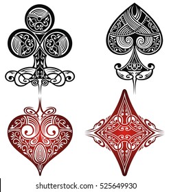 Vintage Playing Cards Symbols Set.Tattoo set