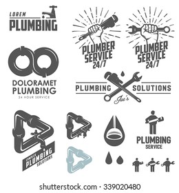 Vintage plumbing emblems, labels and design elements