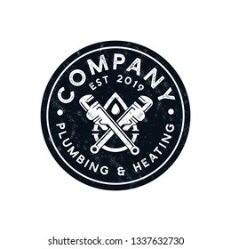 Vintage Plumbing And Heating Logo Template - Vector