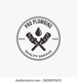 Vintage Plumbing logo badge emblem vector on white background