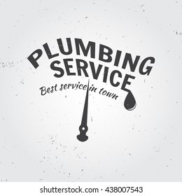 Vintage plumbing service badge, banner or logo emblem. Elements on the theme of the plumbing service business. Vector illustration.