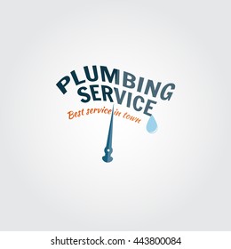 Vintage plumbing service badge, banner or logo emblem.Elements on the theme of the plumbing service business. Vector illustration.
