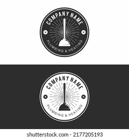 Vintage Plumbing Service, Water Service and toilet vacuum pump logo - vector