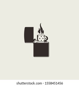 Vintage pocket lighter logo vector icon illustration template