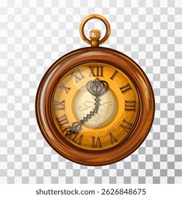
Vintage pocket watch. Hand drawn in realistic style. Isolate, clip art, Vector illustration.