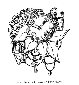 Pocket Watch Tattoo Coloring Pages