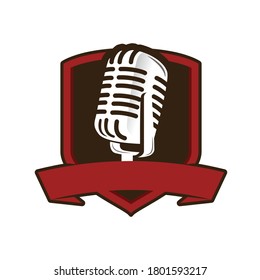 vintage podcast logo, talk, illustration microphone