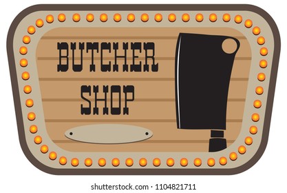 Vintage pointer for butcher shop. Vector illustration.