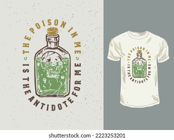 Vintage poison bottle t-shirt design illustration