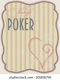 Vintage poker card hearts, vector illustration