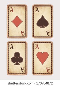 Vintage Poker Cards, Vector Illustration