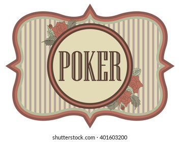 Vintage poker casino banner, vector illustration