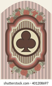 Vintage poker clubs card, vector illustration