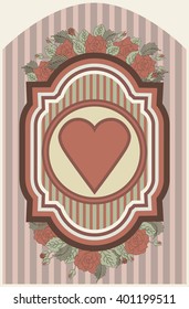 Vintage poker hearts card, vector illustration