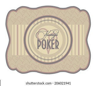 Vintage poker hearts label, vector illustration