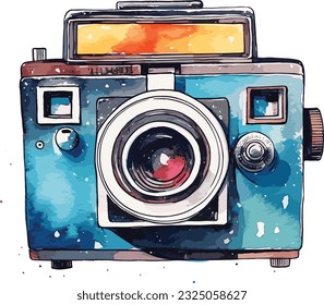 Vintage Polaroid Camera watercolor Illustration