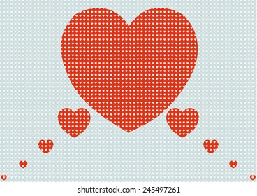 Vintage Polka Big Heart Valentine Background
