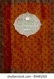Vintage polka dot card, scrap template of worn distressed design