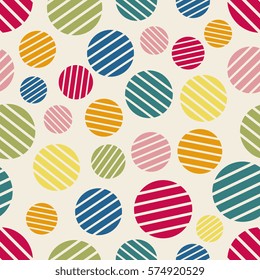 Vintage polka dot colored circle seamless pattern