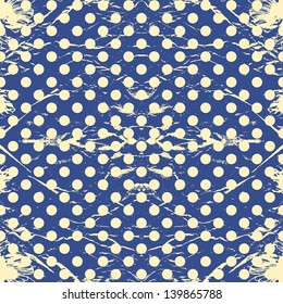 Vintage polka dots rumpled. Vector seamless pattern.